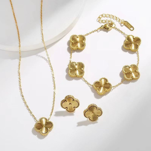 Flower Stainless Steel 18k Gold Plated Set